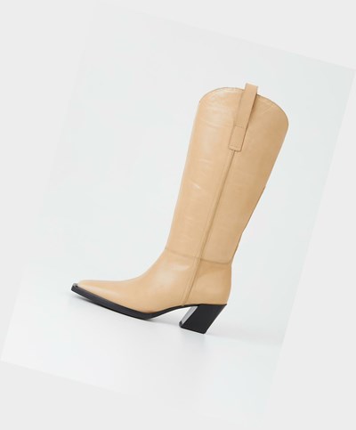Vagabond Alina Höga Stövlar Dam Beige | 50376-RKVW